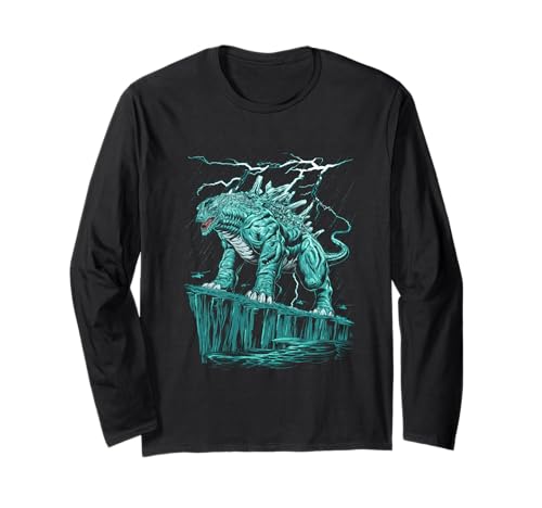 Japanische Kaiju Tshirt Monster Art Men Jungen Kinder Langarmshirt von Japanisch Shirt Ukiyo-e Art Kaiju Monster