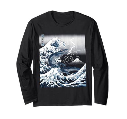 Japanische Kaiju Tshirt Monster Art Men Jungen Kinder Langarmshirt von Japanisch Shirt Ukiyo-e Art Kaiju Monster