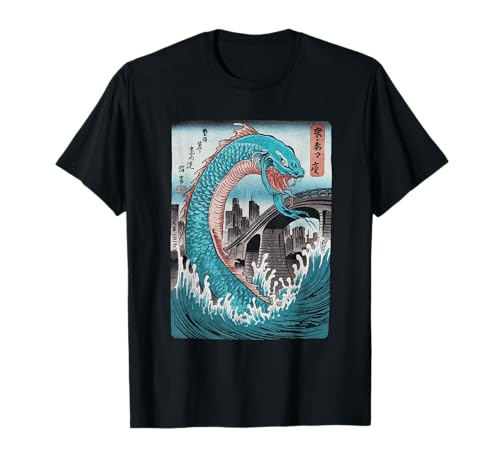 Japanische Kaiju Tshirt Monster Art Men Jungen Kinder T-Shirt von Japanisch Shirt Ukiyo-e Art Kaiju Monster