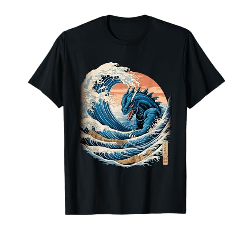 Japanische Kaiju Tshirt Monster Art Men Jungen Kinder T-Shirt von Japanisch Shirt Ukiyo-e Art Kaiju Monster