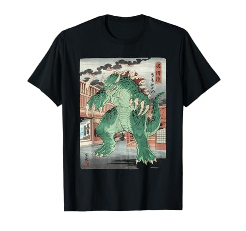 Japanische Kaiju Tshirt Monster Art Men Jungen Kinder T-Shirt von Japanisch Shirt Ukiyo-e Art Kaiju Monster