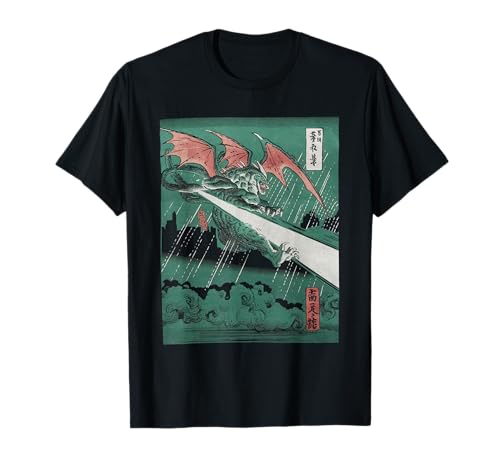 Japanische Kaiju Tshirt Monster Art Men Jungen Kinder T-Shirt von Japanisch Shirt Ukiyo-e Art Kaiju Monster