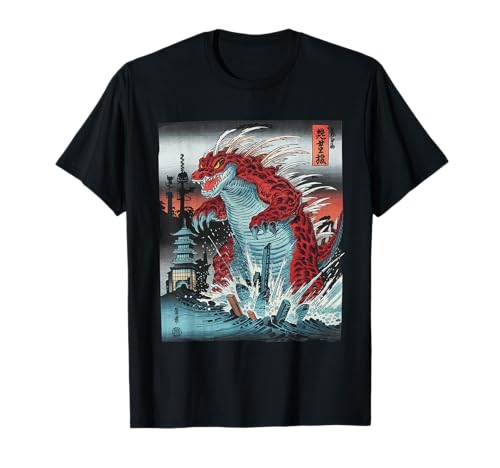 Japanische Kaiju Tshirt Monster Art Men Jungen Kinder T-Shirt von Japanisch Shirt Ukiyo-e Art Kaiju Monster