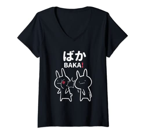 Damen Baka Rabbit Ohrfeigen Japanische Geschenke Anime und Manga T-Shirt mit V-Ausschnitt Damen Baka Rabbit Ohrfeigen Japanische Geschenke Anime und Manga T-Shirt mit V-Ausschnitt von Japanische Geschenke & Baka Rabbit Slap