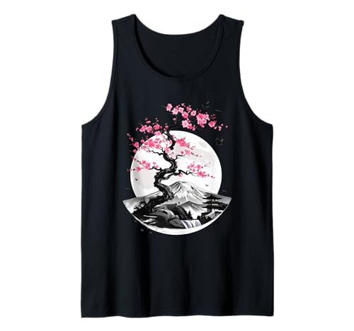Japanische Kirschblüte T -Shirt Männer Frauen Sakura Moon Tank Top von Japanische Kirschblüte Sakura Fuji für Männer