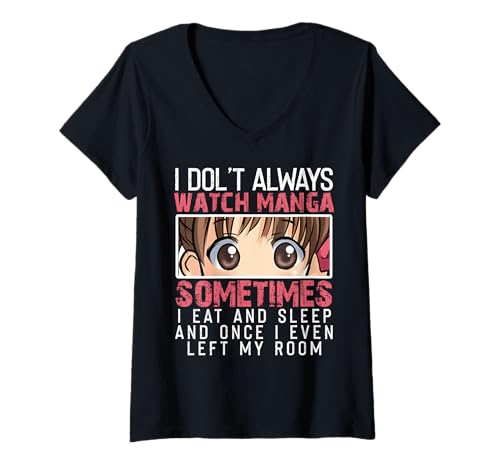 Damen Ich schaue nicht nur Manga Lustiger Otaku-Witz T-Shirt mit V-Ausschnitt Damen Ich schaue nicht nur Manga Lustiger Otaku-Witz T-Shirt mit V-Ausschnitt von Japanischer Anime-Raumintrovertierter Stil
