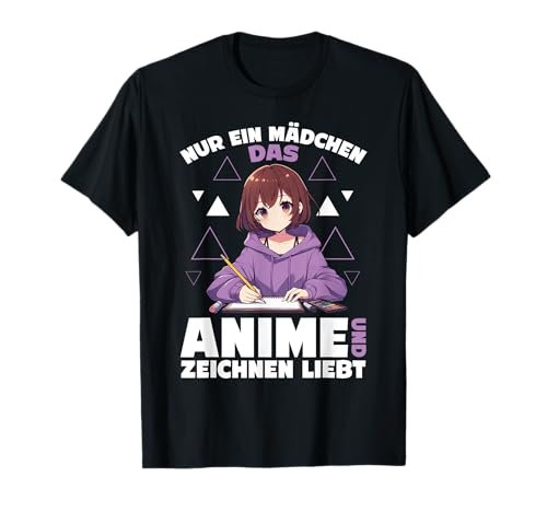 Japanisches Anime Skizzieren Fan Teenager Merchandise T-Shirt für Anime- und Manga-Fans, Mädchen, Schwarz, S, Klassisch, Crew-Ausschnitt, Klein von Japanisches Anime Skizzieren Fan Teenager