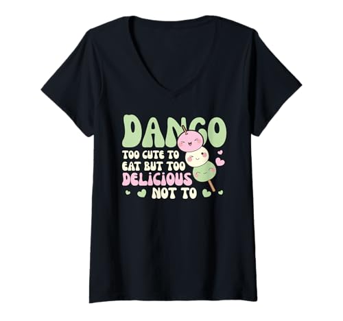 Damen Dango Too Cute to eat but Too Delicious not to Dango T-Shirt mit V-Ausschnitt Damen Dango Too Cute to eat but Too Delicious not to Dango T-Shirt mit V-Ausschnitt von Japanisches Street Food Graphic Design
