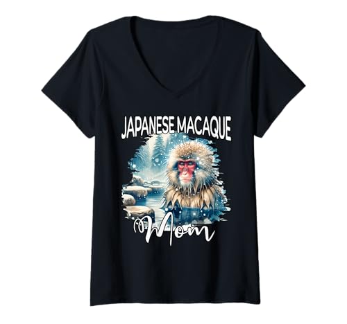 Damen Japanese Macaque Mom Japanmakak Mama T-Shirt mit V-Ausschnitt Damen Japanese Macaque Mom Japanmakak Mama T-Shirt mit V-Ausschnitt von Japanmakak Mama Für Damen