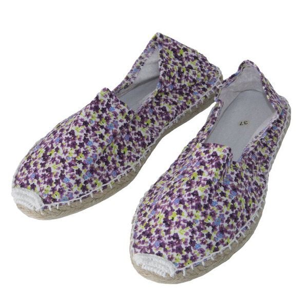 Japanwelt Espadrilles Espadrilles Canvas Unisex Sommerlatschen Leinen Blümchen lila von Japanwelt Espadrilles