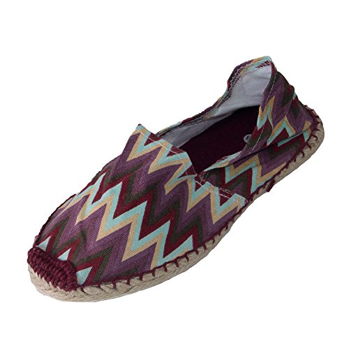 Japanwelt Espadrilles Canvas Damen und Herren Zick-Zack Streifen Muster Sommer Slipper Ballerinas Größe 39 von Japanwelt
