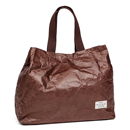 Fenner-Fashion Paper Bag Damen Handtaschen Schultertaschen Vegan Leder Look Moskau Dunkelbraun von Japanwelt