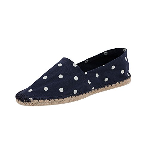 Japanwelt Classic Espadrilles Polka Dots Canvas Damen und Herren Gepunktete Sommer Slipper Größe 42 von Japanwelt