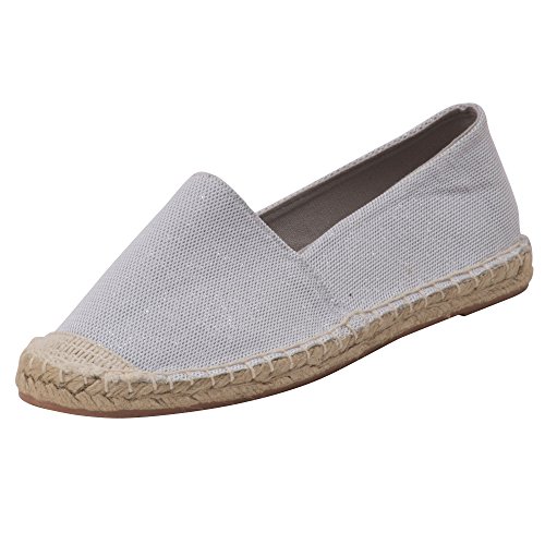 Japanwelt Damen Espadrilles Glitzer Canvas Weiß - Flache Slipper Sommerschuhe Abendgarderobe Größe 39 von Japanwelt