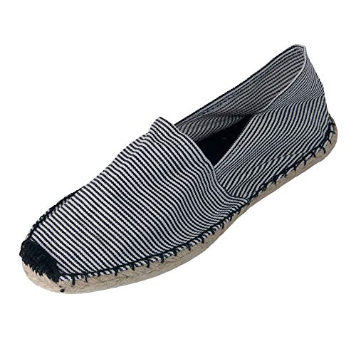 Japanwelt Espadrilles Classic Stripes Canvas Damen und Herren Sommerlatschen Streifen Muster viele Farben, Stripes Schwarz, 44 EU von Japanwelt