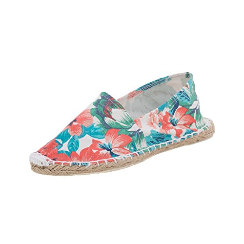 Japanwelt Espadrilles Hawaii Muster Canvas Damen und Herren Sommerlatschen Leinen Slipper Größe 36 von Japanwelt