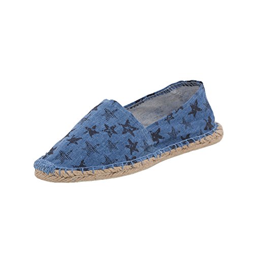 Japanwelt Espadrilles Sterne Muster Canvas Damen und Herren Flache Sommer Leinen Slipper Größe 37 von Japanwelt