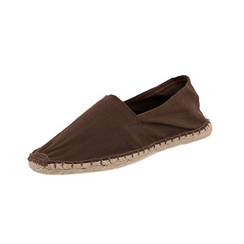 Japanwelt Espadrilles Unicolor Canvas Dunkelbraun Damen und Herren Größe 46 Unisex Leinen Slipper von Japanwelt