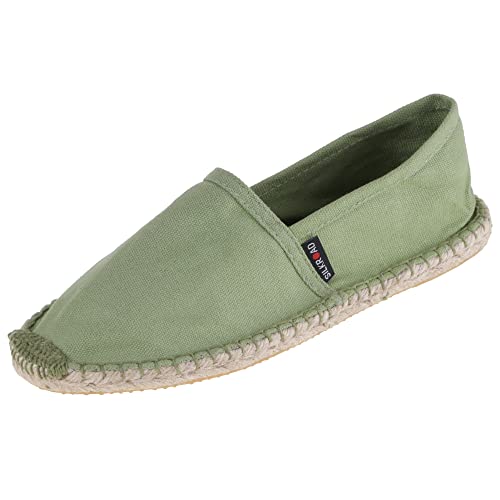 Japanwelt Espadrilles Unicolor Canvas Olivgrün Damen und Herren Größe 37 Unisex Leinen Slipper von Japanwelt