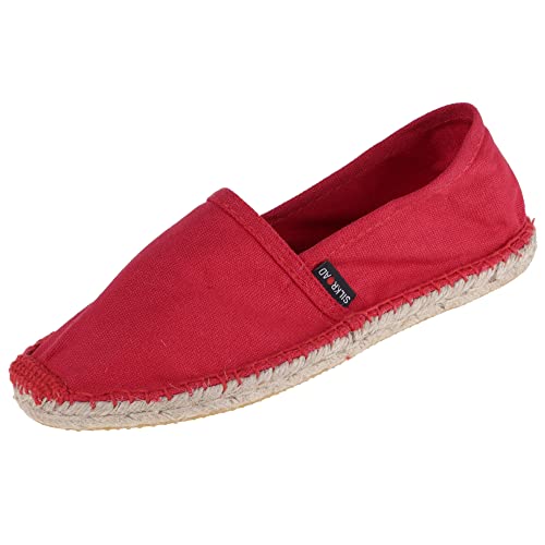 Japanwelt Espadrilles Unicolor Canvas Rubinrot Damen und Herren Größe 36 Unisex Leinen Slipper von Japanwelt