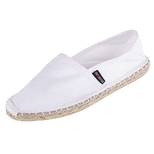 Japanwelt Espadrilles Unicolor Canvas Weiß Damen und Herren Größe 45 Unisex Leinen Slipper von Japanwelt