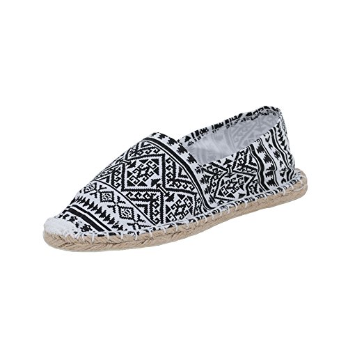 Japanwelt Ethno Espadrilles Afrika Canvas Damen und Herren Schwarz Weiß Größe 36 von Japanwelt
