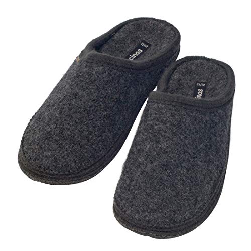 Japanwelt Filz-Hausschuhe Herren Anthrazit - warme Slipper Pantoffeln 100% Schafswolle Wollwalk Filzsohle 45/46 von Japanwelt