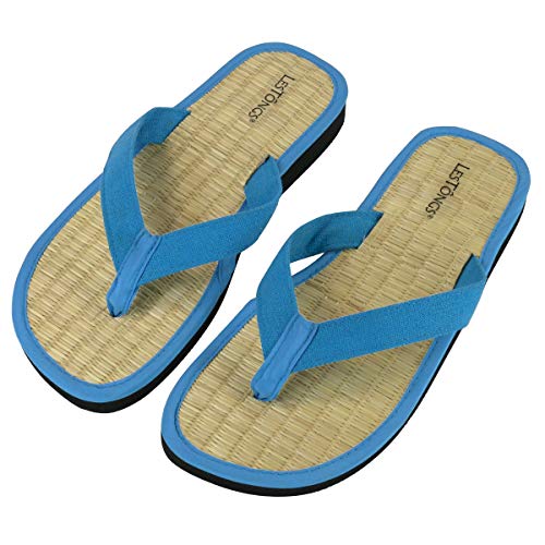 Japanwelt Les Tongs Zimtlatschen Y-Basic Blue - gesunde Zimtsandalen mit Zimtsohlen aus Vietnam - Unisex Größe 35/36 EU Blau von Japanwelt