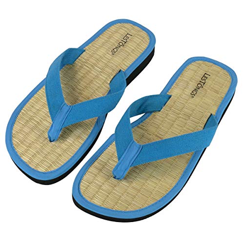 Japanwelt Les Tongs Zimtlatschen Y-Basic Blue - gesunde Zimtsandalen mit Zimtsohlen aus Vietnam - Unisex Größe 43/44 EU Blau von Japanwelt