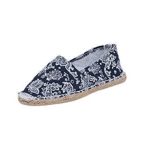 Japanwelt Paisley Muster Espadrilles Classic Canvas Damen und Herren Blau Weiß Größe 36 von Japanwelt