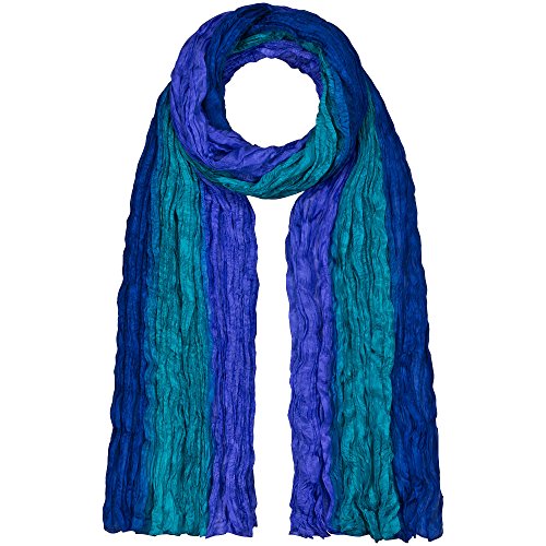 Japanwelt Seidentuch elegantes Damen Halstuch Crash-Schal 100% Seide silkroad 90 x 180 cm Verlauf Blau in Blau von Japanwelt