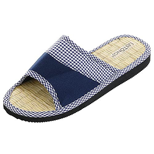 Japanwelt Zimtlatschen LesTôngs Vichy Karo - offene Zimtsandalen für Damen - leichte & gesunde Zimtsohle - Sommer-Zimtschuhe in Blau-Weiß 37/38 von Japanwelt