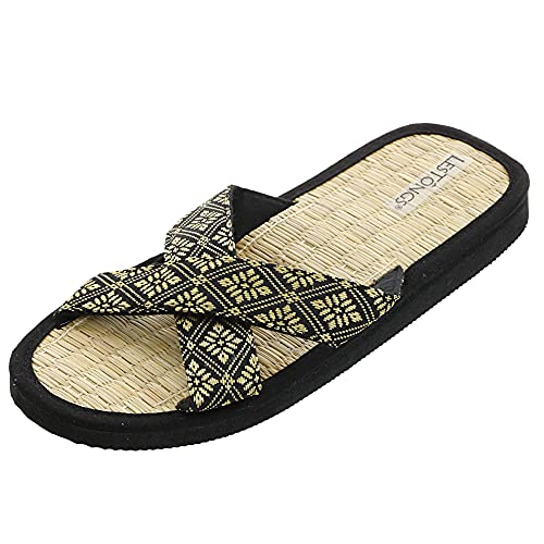 Japanwelt Zimtlatschen LesTôngs X-Brokat - offene Zimtsandalen für Damen und Herren - leichte & gesunde Zimtsohle - Zimtschuhe für den Sommer in Schwarz 35/36 von Japanwelt