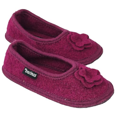 Japanwelt bacinas Hausballerinas Damen Purpur - warme Ballerina Filz-Hausschuhe Schurwolle Wollwalk Filzsohle Größe 40 von Japanwelt