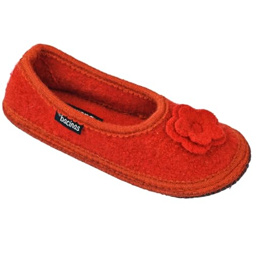 Japanwelt bacinas Hausballerinas Damen Terrakotta - warme Ballerina Filz-Hausschuhe Schurwolle Wollwalk Filzsohle Größe 42 von Japanwelt