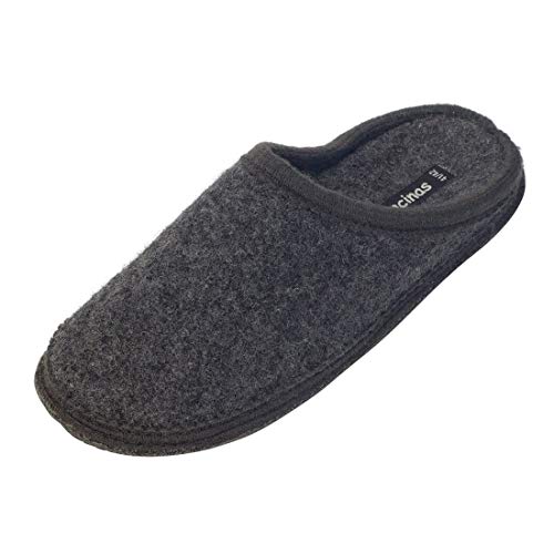 bacinas warme Filz Hausschuhe Damen Anthrazit - Flache Filzpantoffeln Schafswolle Slipper 35/36 von Japanwelt