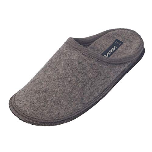 bacinas warme Filz Hausschuhe Damen Hellgrau - Flache Filzpantoffeln Schafswolle Slipper 39/40 von Japanwelt