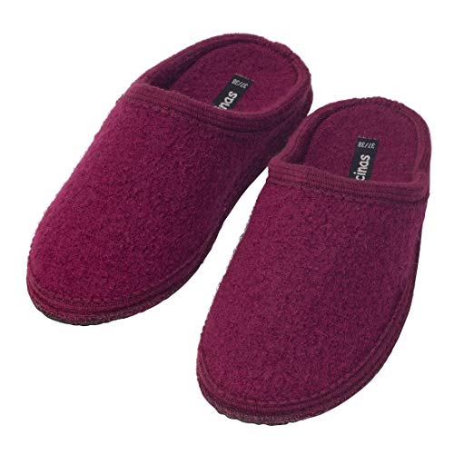 bacinas warme Filz Hausschuhe Damen Purpur - flache Filzpantoffeln Schafswolle Slipper 41/42 von Japanwelt