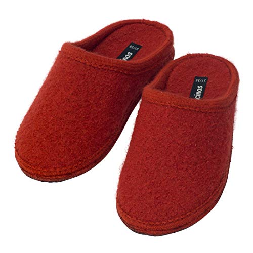 bacinas warme Filz Hausschuhe für Damen Terrakotta - flache Filzpantoffeln Schafswolle Slipper 41/42 von Japanwelt