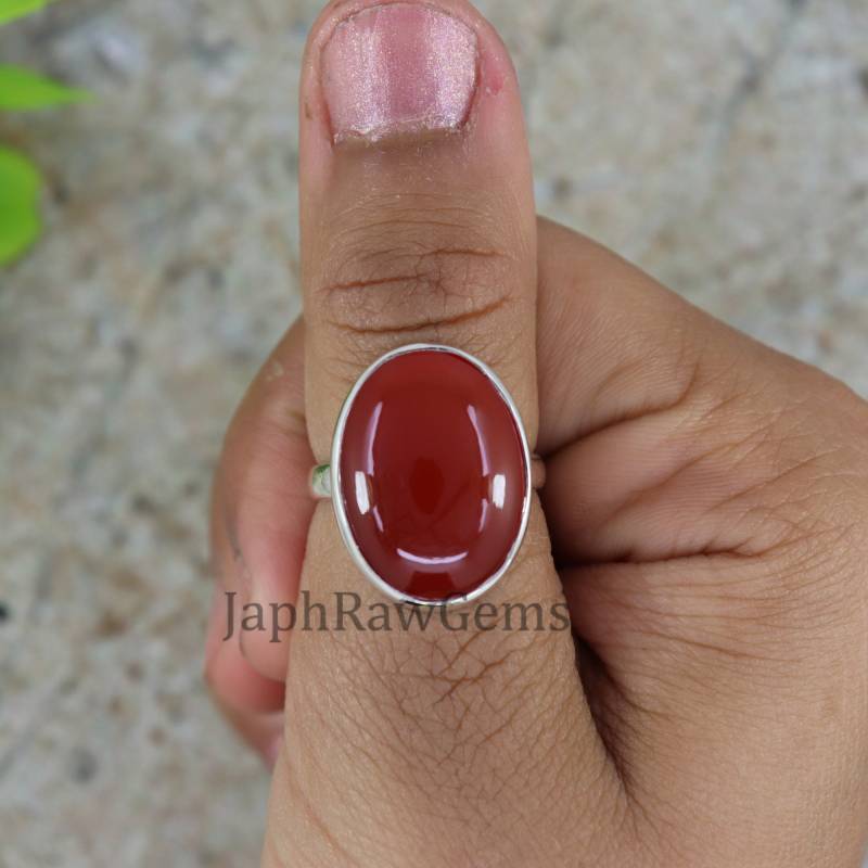 Karneol Ring, Handgemachter Sterling Silber Ovaler Edelstein Ring Für Frauen, Boho Handwerker Heilstein von JaphRawGems