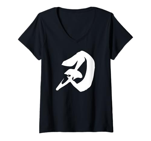 Damen Yaiba 刃 – Japanische Kalligraphie, Klinge T-Shirt mit V-Ausschnitt Damen Yaiba 刃 – Japanische Kalligraphie, Klinge T-Shirt mit V-Ausschnitt von Japonca Tek Kanji Koleksiyonu