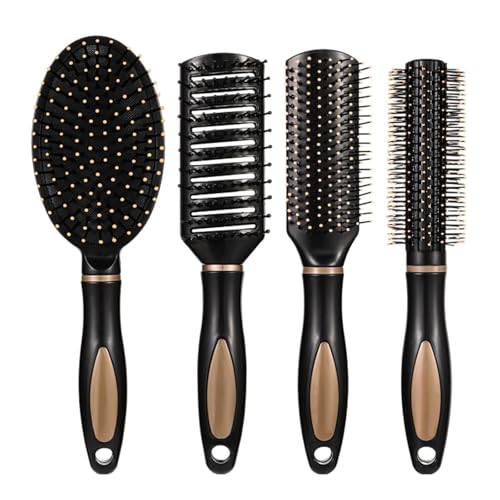 JarKuen Haarbürsten-Set, antistatisch, ovaler Kamm, runde Haarbürste, Entwirrungsbürste, Paddelbürste für Männer und Frauen, Locken, Haartrocknen, Stylen, 4 Stück JarKuen Haarbürsten-Set, antistatisch, ovaler Kamm, runde Haarbürste, Entwirrungsbürste, Paddelbürste für Männer und Frauen, Locken, Haartrocknen, Stylen, 4 Stück von JarKuen