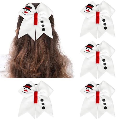 JarThenaAMCS Haargummis mit Weihnachtsstimmung, niedlicher Winter-Schneemann, Schleife, weiße Baumwolle, Pferdeschwanzhalter für Damen, Weihnachten, Geburtstag, Kostümzubehör, 4 Stück JarThenaAMCS Haargummis mit Weihnachtsstimmung, niedlicher Winter-Schneemann, Schleife, weiße Baumwolle, Pferdeschwanzhalter für Damen, Weihnachten, Geburtstag, Kostümzubehör, 4 Stück von JarThenaAMCS
