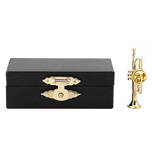 Jarchii Exquisit Musikinstrument Brosche, 1,7/1/0,9 Zoll Gold Platte Premium Elegante Trompete Französisch Horn Form Brosche Frauen Kleid Clip mit Fall für Mädchen Dame(#2) von Jarchii