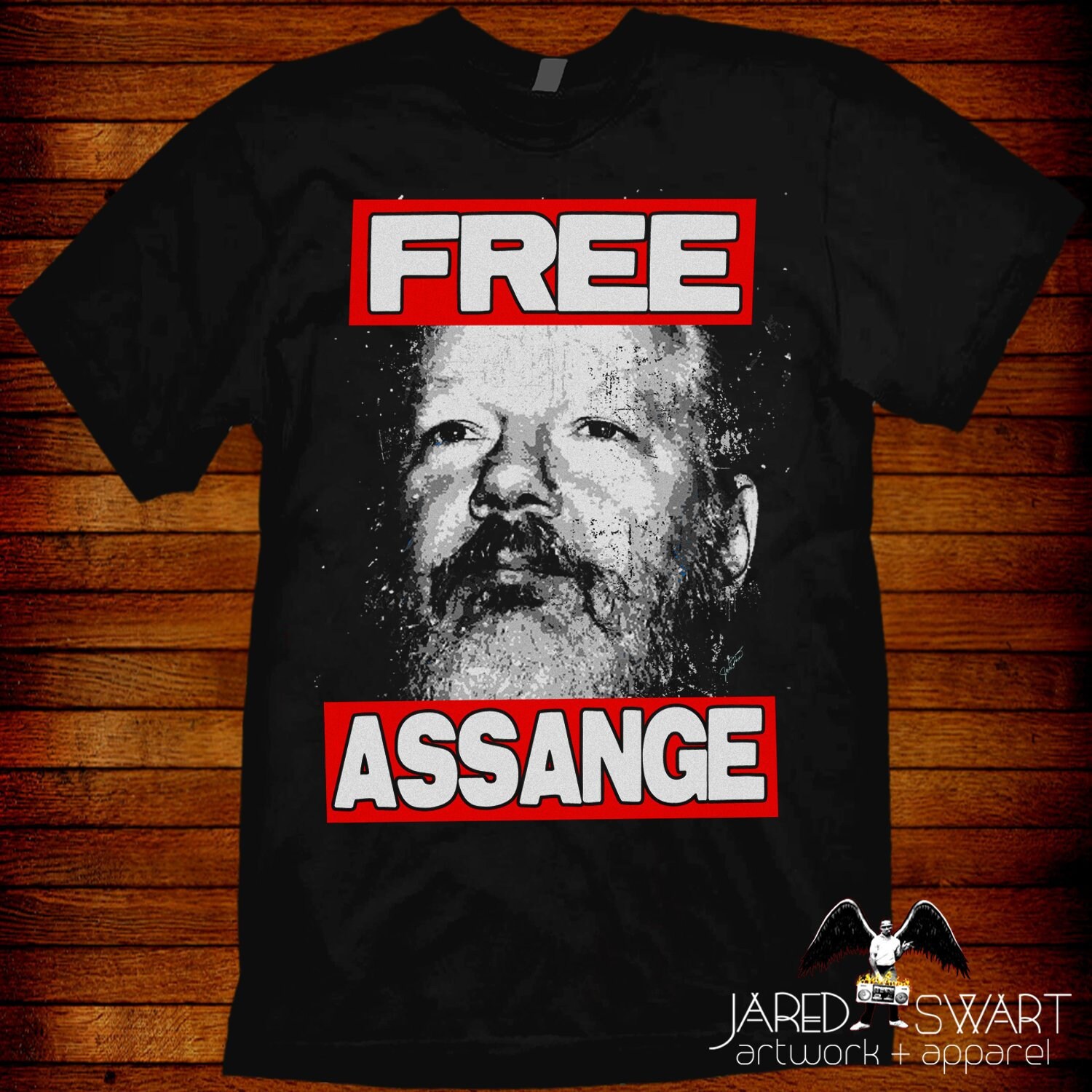 Free Assange T-Shirt Jared Swart Kunstwerk von JaredSwartArtwork