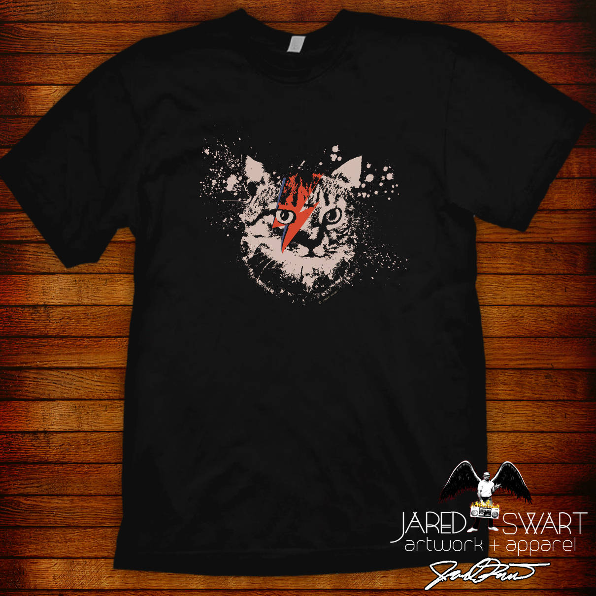Kitty Stardust Bowiekatze T-Shirt Jared Swart Pop Art von JaredSwartArtwork