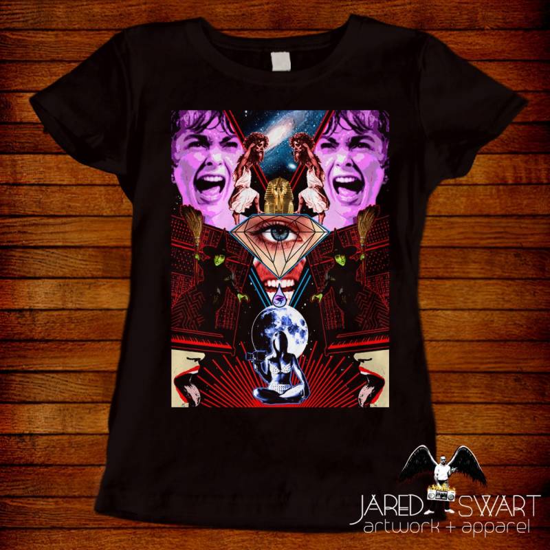 Kunst T-Shirt "Film Girl" Collage Zeichnung Von Jared Swart von JaredSwartArtwork