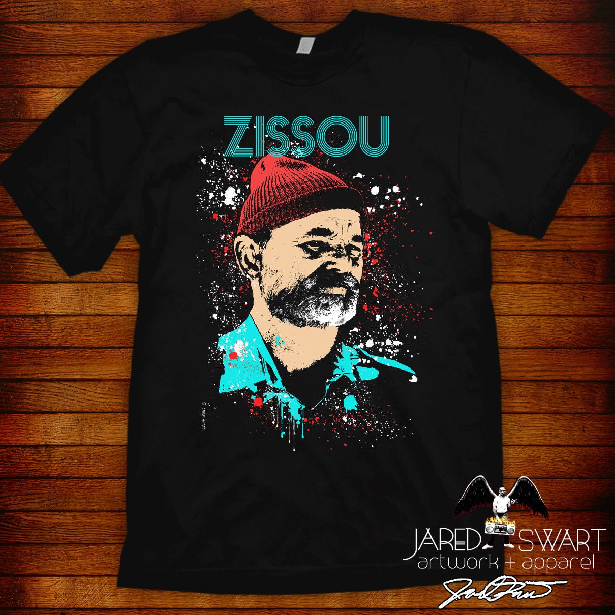 Life Aquatic T-Shirt Steve Zissou Pop-Art Von Jared Swart Inspiriert Wes Anderson Film Mit Bill Murray in Der Hauptrolle von JaredSwartArtwork