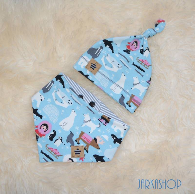 Baby Set Mütze & Halstuch "Inuit" Hellblau von Jarkashop