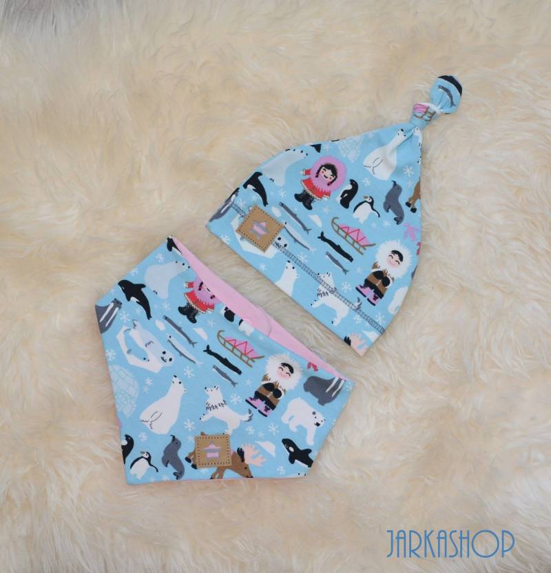 Baby Set Mütze & Halstuch Inuit Rosa von Jarkashop